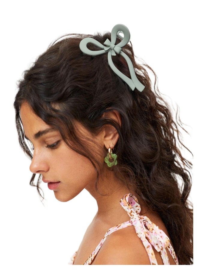AWAYTR 4 PCS Bow Hair Clips for Women Bow Claw Clip 5" Large Hair Claw Clips for Thick and Long Hair Cute Bows Jaw Clip (4" - Pink + Blue + Green + Dark Apricot, 4" Larger) - Image 4